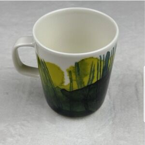Marimekko Oiva Saapivakirja Mug 25L 85oz Green Yellow Abstract Forest Design